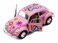 KiNSMART 1967 Volkswagen Classical Beetle wPeace Love Decals Pink 5 136 Scale Die Cast Metal Model Toy Car wPullback Action