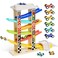TOP BRIGHT TOP Bright Wooden Race Track Car Ramp Toys for Toddlers 13 Years Old with 6 Mini Cars 1 Car Garage Extra Bridges Toddler Montessori Toys for 1 Year Old Boys Girls Birthday