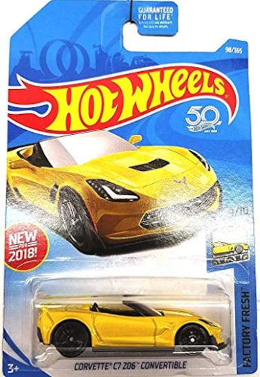 Hot Wheels 2018 50th Anniversary Factory Fresh Corvette C7 Z06 Convertible 98365 Yellow