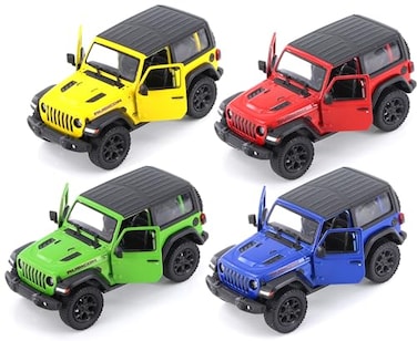 KiNSMART Jeep Wrangler Rubicon Off Road 4x4 5 inch 134 Scale Die Cast Model Replica Toy Car SetOf4 Hardtop