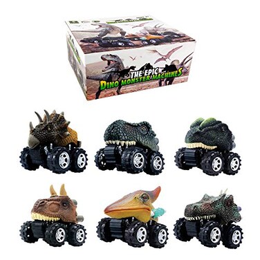 DINOBROS Dinosaur Toy Pull Back Cars 6 Pack Dinosaur Boy Toys Age 34567 Dino TRex Games
