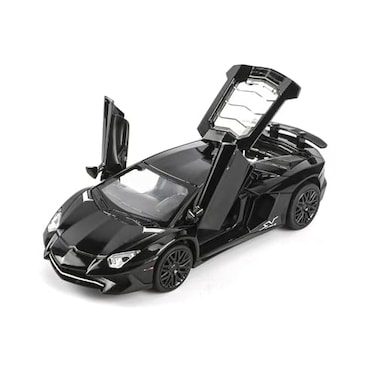 iLooboo Alloy Collectible Black Aventador Toy Car Model Pull Back DieCast Vehicle with Lights and Sound