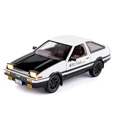 BDTCTK 124 AE86 Initial D Model Car Big Toy Car Zinc Alloy Pull Back Toy Car with Sound and Light for Kids Boy Girl Gift Black