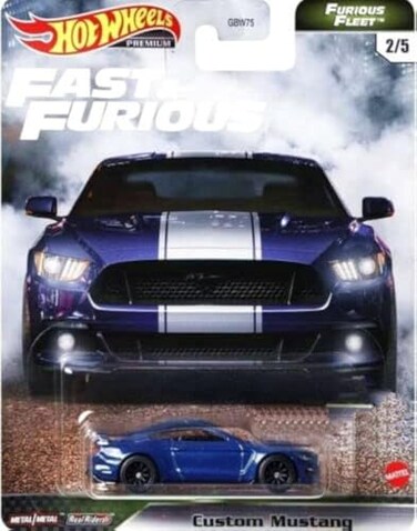 Die Cast DieCast Hot Wheels Premium Fast Furious Custom Mustang Furious Fleet 25 Blue