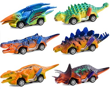 FFTROC Dinosaur Toys for Kids 35 Pull Back Cars 6 Pack Monster Trucks Toys for 35 Year Old Boys