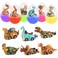 Cherislpy 6 Pack Jumbo Eggs with Dinosaur Pull Back Cars Toys Inside for Kids Boys Toddlers Easter Basket Stuffers Party Favors Easter Egg Fillers