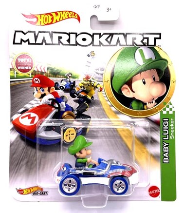 Die Cast DieCast Hot Wheels Mario Kart Baby Luigi Sneeker