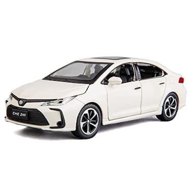 BDTCTK Compatible for 132 Corolla Model Car Zinc Alloy Pull Back Toy Car with Sound and Light for Kids Boy Girl White