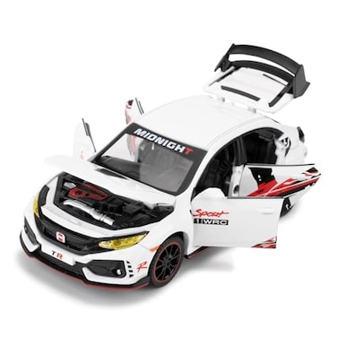 WAKAKAC Diecast Car 132 for TypeR Model Car Pull Back Toy Car with Light and Sound Model Vehicles for Boys Girls GiftWhite