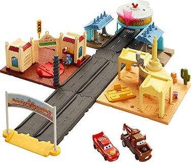 Mattel Disney and Pixar Cars On The Road Playset with 2 Toy Vehicles LightUp Countdown Includes Lightning McQueen Mater Truck
