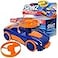 Spinz Race Car with Flying Disc Launcher Pull Back Bumper Toy Racer Kids Boys Girls Gift Orange Blue Ages 3