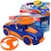 Spinz Race Car with Flying Disc Launcher Pull Back Bumper Toy Racer Kids Boys Girls Gift Orange Blue Ages 3