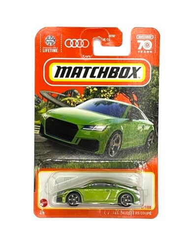Matchbox Metal 2023 Matchbox Audi TT RS Coupe Metallic Green 2100 Short Card HLD10
