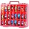 FULLCASE Toys Organizer Storage Compatible with Hot Wheels Car Container for Matchbox Cars Mini Toy Small Dolls Double Sided Carrying Box for Hotwheels 48 Compartments Case Only Red