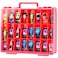 FULLCASE Toys Organizer Storage Compatible with Hot Wheels Car Container for Matchbox Cars Mini Toy Small Dolls Double Sided Carrying Box for Hotwheels 48 Compartments Case Only Red