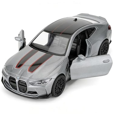 RMZ City 136 BMW M4 CSL Model Car Alloy Toy Car with Pullback FunctionDiecast Toy Car with Doors Open Collection Kids Toy for Aged 3 and up Gift Grey