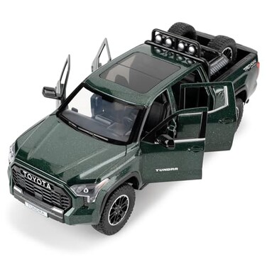 WAKAKAC 124 Tundra OffRoad Pickup Car Model Pull Back Diecast Truck Toy with SoundsLights for Kids Boys Girls and Adults Gift Green