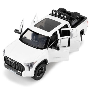 WAKAKAC 124 Tundra OffRoad Pickup Car Model Pull Back Diecast Truck Toy with SoundsLights for Kids Boys Girls and Adults Gift White
