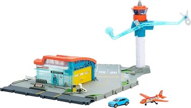 Matchbox Toy Car Playset Takeoff Adventure Airport Set with DieCast Audi in 164 Scale Plastic Plane TakeOff Landing Feature Storage