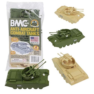 BMC Toys BMC Classic Payton AntiAircraft Tanks 4pc Tan Green Plastic Army Men Vehicles
