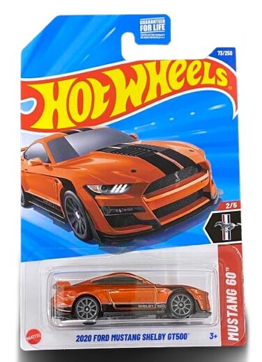 Hot Wheels 2020 Ford Mustang Shelby GT500 Orange Mustang 60 Series 25 164 Scale Diecast