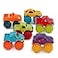 Battat Plastic Toy Cars 6 Pack Storage Bag Colorful Toddler Trucks Easy to Clean 2 Years Mini Monster Trucks