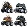 DINOBROS Pull Back Dinosaur Car Toys 4 Pack Dino Toys for 3 Year Old Boys and Toddlers TRex Dinosaur Games Monster Trucks