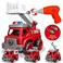Toyk 4in1 Take Apart Toys Truck with Electric Drill DIY Assembly Fire Truck Toy Vehicles Kids STEM Building Educational Cars Toys Birthday Gifts for Age 3 4 5 6 7 8 Years Old Boys Girls