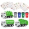 FIVEDAOGANG Garbage Truck Toy 3 Pack Friction Powered Waste Management Garbage Truck Game with Front Load Dumpster Back Dump Garbage4 Trash Bins with 108 pcs Trash Cards Gift for 3 Years Old Kids