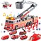 deAO Fire Truck Toys for Boys with Lights and SoundsRC Remote Control Firetruck with Fodable 360 Rotating LadderPull Back Vehicles Toys Gifts for 3 4 5 6 Boys Girls Kids Classic Edition