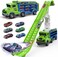 ShyLizard Toddler Car Truck ToysCar Carrier Truck Toys for Kids Age 35 48Foldable Car Track Sets with 28Ft Race Track and 6 DieCast Race Cars Truck Toys Gifts for 3 4 5 6 7 8 Year Old Boys GirlsGreen