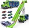ShyLizard Toddler Car Truck ToysCar Carrier Truck Toys for Kids Age 35 48Foldable Car Track Sets with 28Ft Race Track and 6 DieCast Race Cars Truck Toys Gifts for 3 4 5 6 7 8 Year Old Boys GirlsGreen