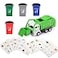 FIVEDAOGANG Small Friction Powered Garbage Truck Toys Set Includes Front Load Dumpster 4 Trash Bins and Trash Learning Cards for Kids
