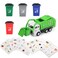 FIVEDAOGANG Small Friction Powered Garbage Truck Toys Set Includes Front Load Dumpster 4 Trash Bins and Trash Learning Cards for Kids