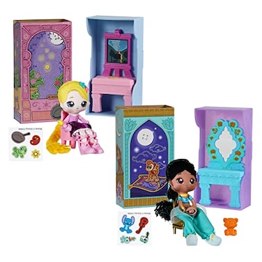 SWEET SEAMS Sweet Seams 6 Soft Rag Doll Bundle Pack 2pc Toy Disney Princess Tangled Rapunzel and Art Studio Playset Plus AladdinJasmine Vanity Playset