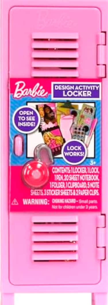 Tara Toys Barbie Design Activity Locker Creative Kids Craft Set with Mini Journal Stickers Clipboard Working Lock Portable Art Locker Playset Ages 3
