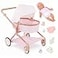 LullaBaby 14Inch Doll Twin Stroller Accessories Set Foldable Canopy Storage Basket Pink Golden Stars Design Pretend Play 2 Years Doll Double Stroller Set