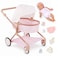 LullaBaby 14Inch Doll Twin Stroller Accessories Set Foldable Canopy Storage Basket Pink Golden Stars Design Pretend Play 2 Years Doll Double Stroller Set