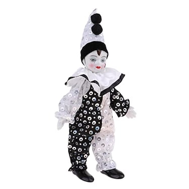 DYNWAVE 9inch Clown Doll can Sitting Standing Hand Painted Harlequin Doll Display DecorationValentin Gift