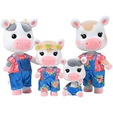 Honey Bee Acres The Cloverberrys Cow Family 4 Miniature Doll Figures Small