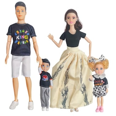 Chioldilly Interactive Family Toy Fun Action Figures Set Imaginative Family Doll Play
