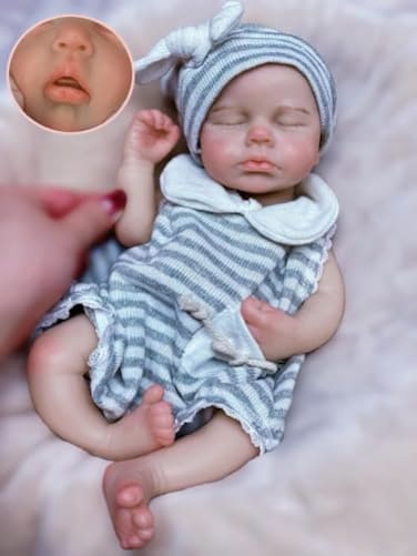 Abenduot 13Inch Full Body Silicone Baby Doll Can Open Mouth Realistic Silicone Newborn Baby Boy Dolls Anatomically Correct