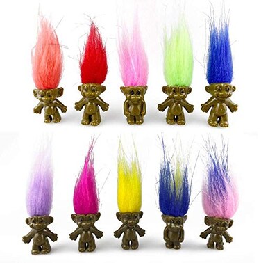 Yintlilocn 10PCS 12 Black PVC Vintage Lucky Troll DollsMini Dolls
