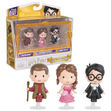 Wizarding World Harry Potter Micro Magical Moments Year 4 Figure Set with Harry Hermione Viktor Krum Display Case Kids Toys for Ages 6 and up