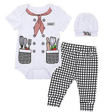 LENSOUS Paddy Field Baby Girls Boys Chef Costume Bodysuit Chef 1218 Months