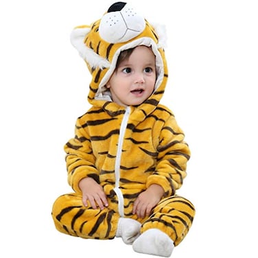 MICHLEY Unisex Baby Winter Hooded Romper Flannel Panda Style Cosplay Clothes 70cm25monthsTiger