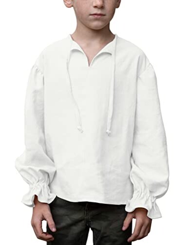 Bbalizko Boys Medieval Pirate Costume Shirt Kids Medieval Renaissance Ruffled Long Sleeve Halloween Scottish Jacobite Tops