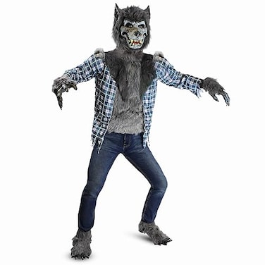Spooktacular Creations Boy Howling Werewolf Costume with Mask Halloween Costume for Kids Wolf Outfit KidsBlue