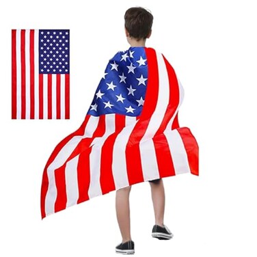 Ankelesz American Flag Costume Cape USA Flag for 4th of July Independence Day Celebration