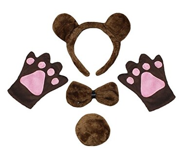 Petitebella Brown Bear Headband Bowtie Tail Gloves 4pc Costume One Size
